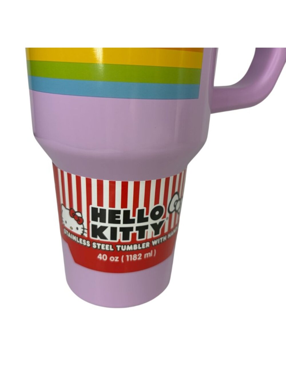 Hello Kitty 40oz Tumbler with Handle Lavender Purple Rainbow Tulips Sanrio New - Picture 4 of 6